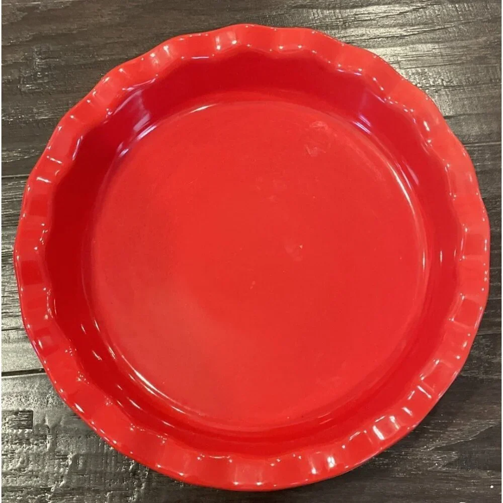 Pier 1 Imports Ovenware Red Scalloped Fluted Tart Quiche Pie Dish 10.5 Inch‎